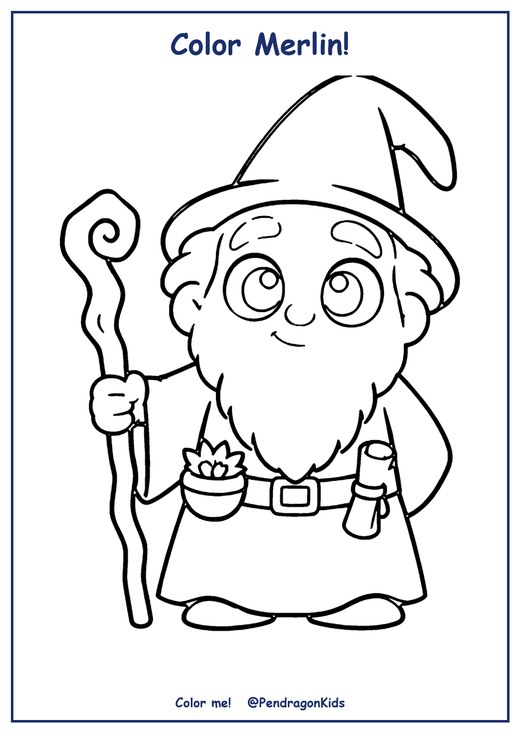 Free Merlin colouring page